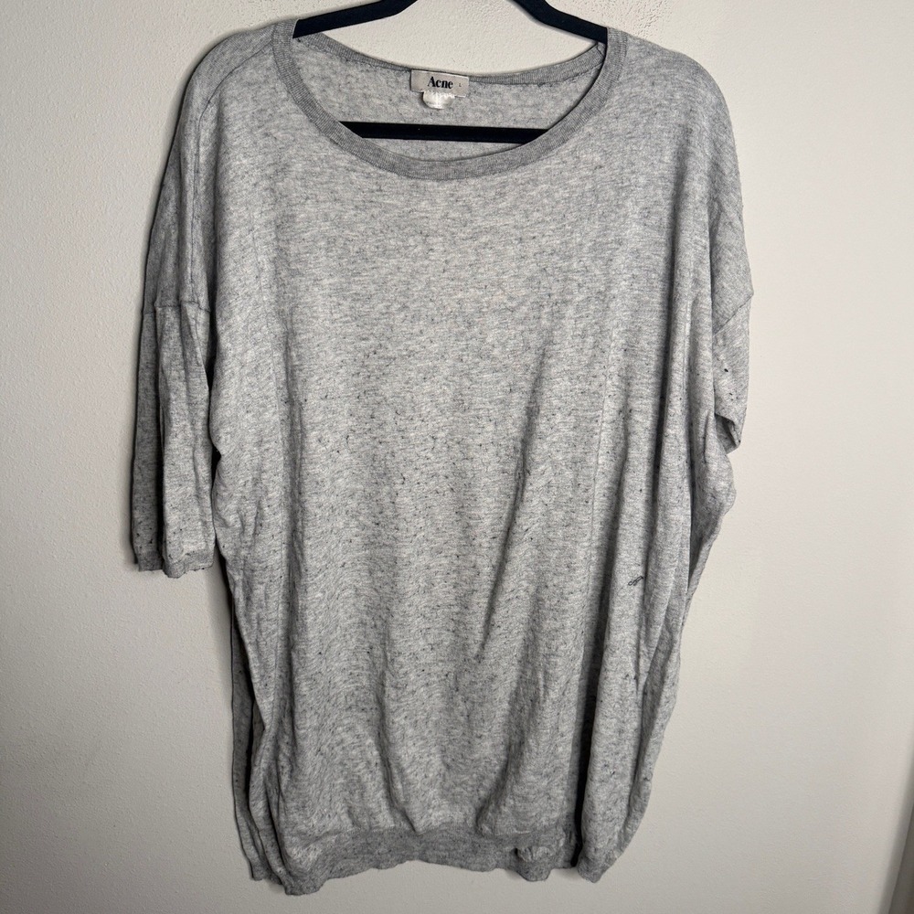 Acne Studios Women's Large Cotton Blend Oversized Long Sleeve Sweater Casual